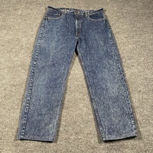 VTG 90s Levis 505 Jeans Mens 38x28 Stone Acid Wash Faded Made in USA *HEMMED*